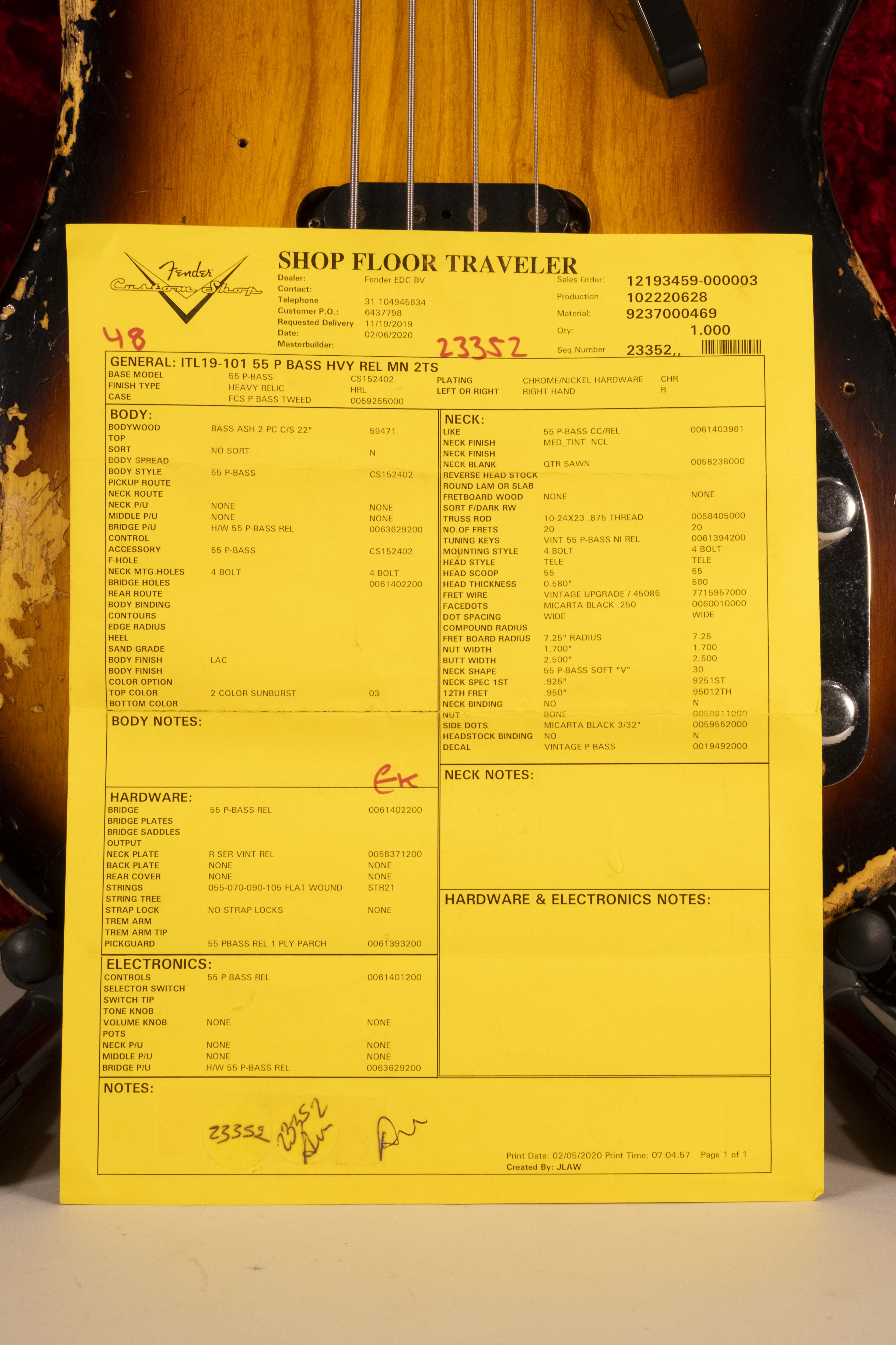 FENDER P-BASS 1955 C.SHOP 2TS USATO