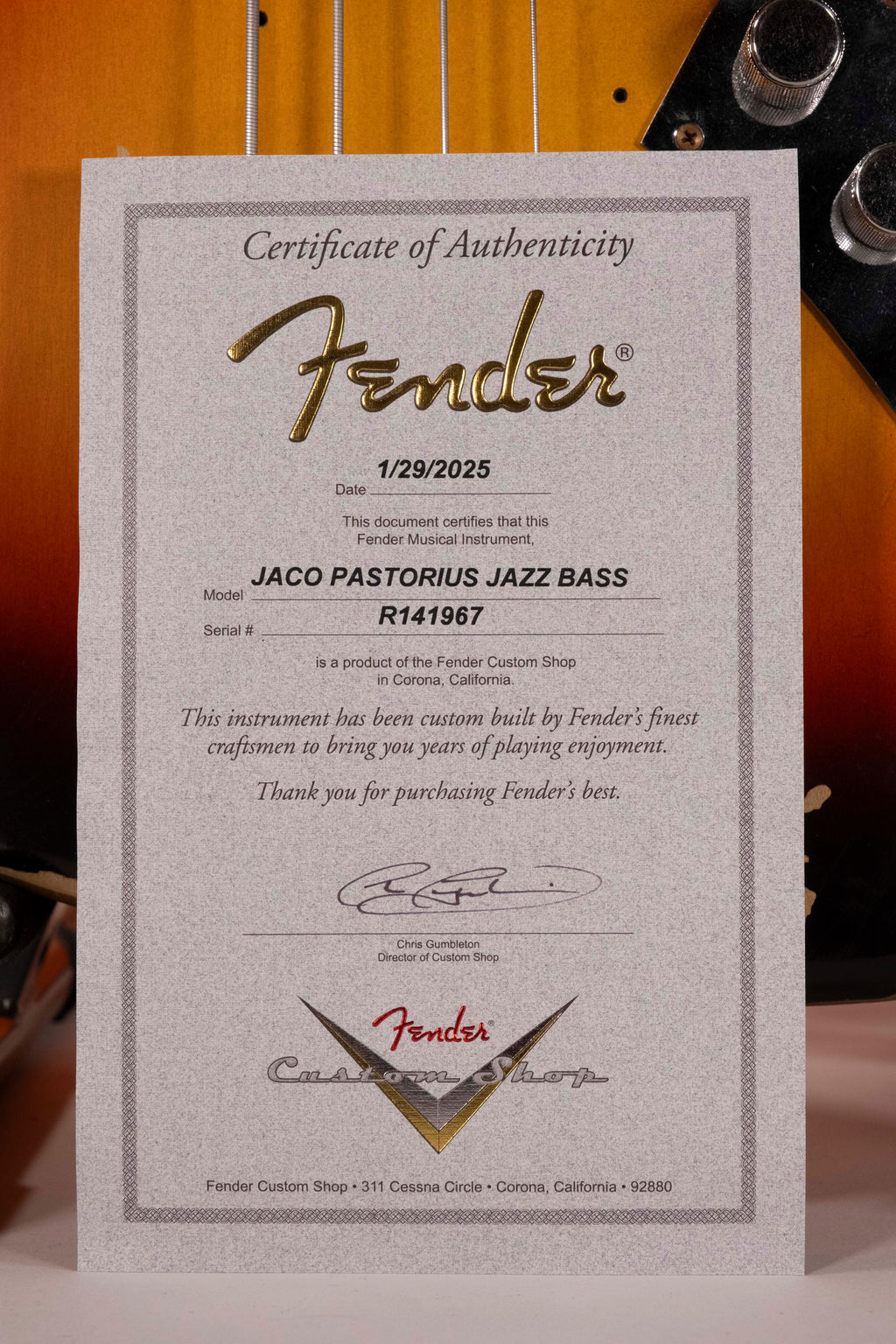 Fender Jaco Pastorius Tribute Fretless Jazz Bass Rosewood 3 Color Sunburst