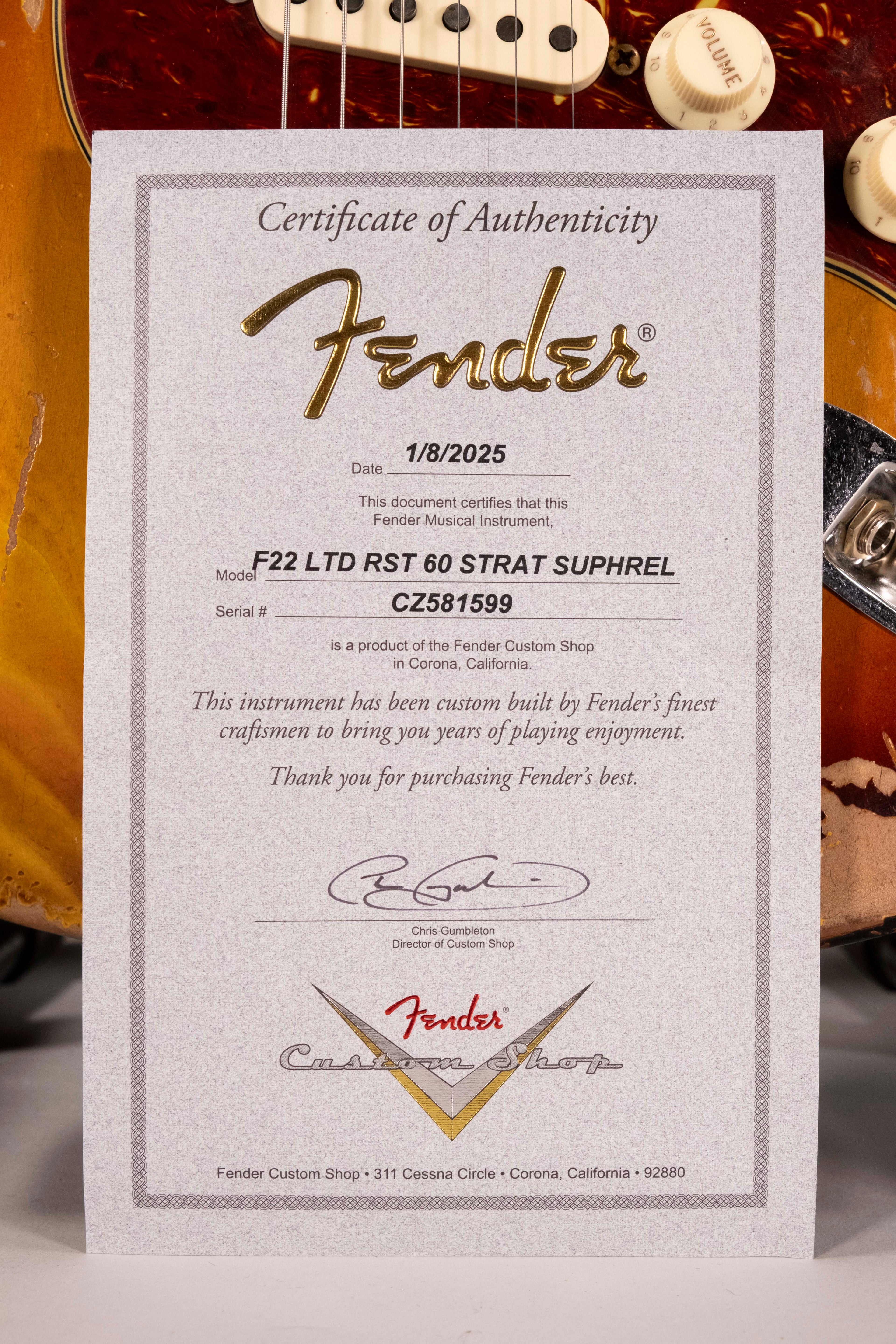 Fender Custom Shop F22 Ltd Super Heavy Relic 1960 Stratocaster 3 Tone Sunburst