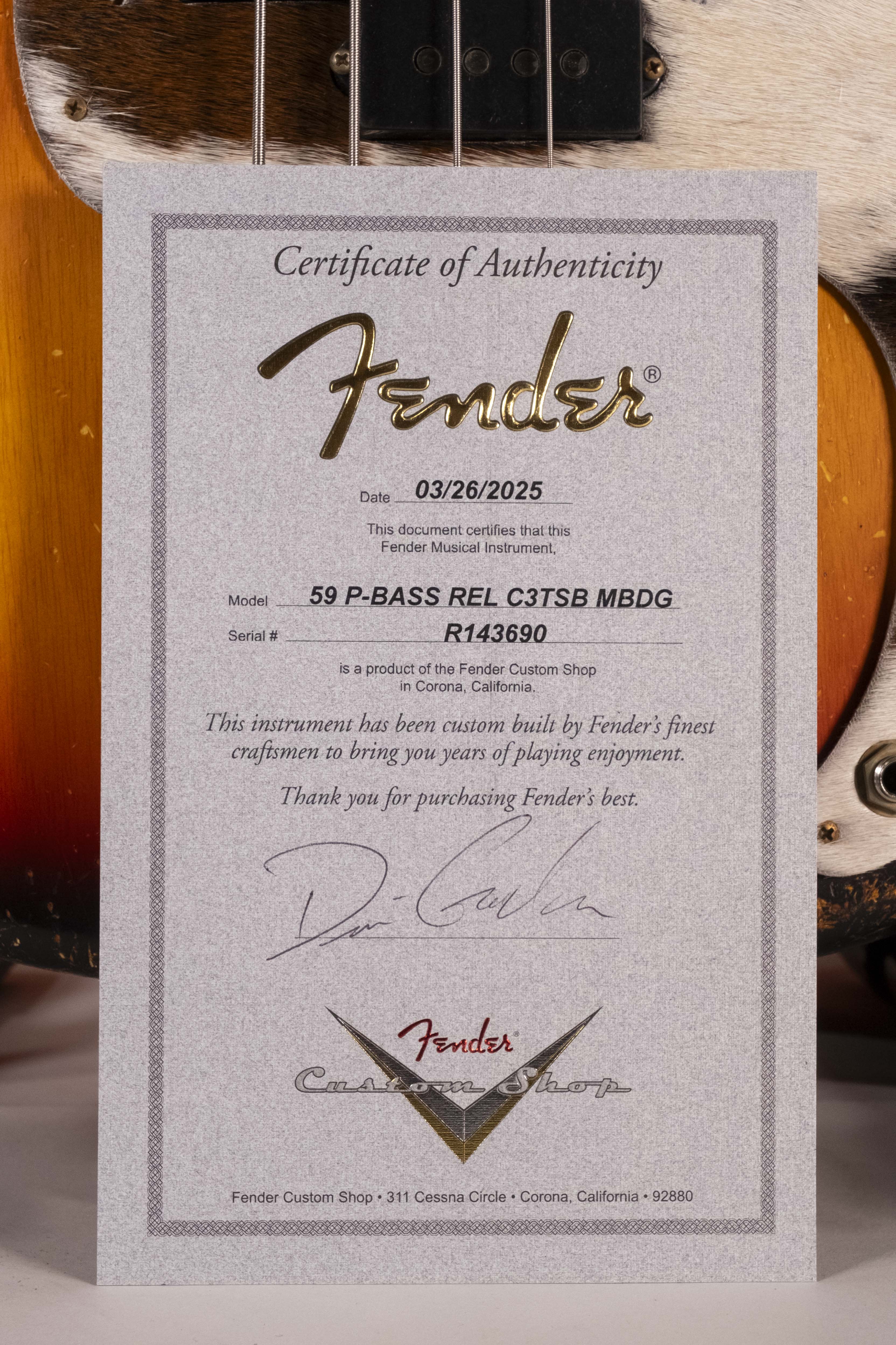 Fender Custom Shop 59 Precision Bass MN Relic 3 Tone Sunburst