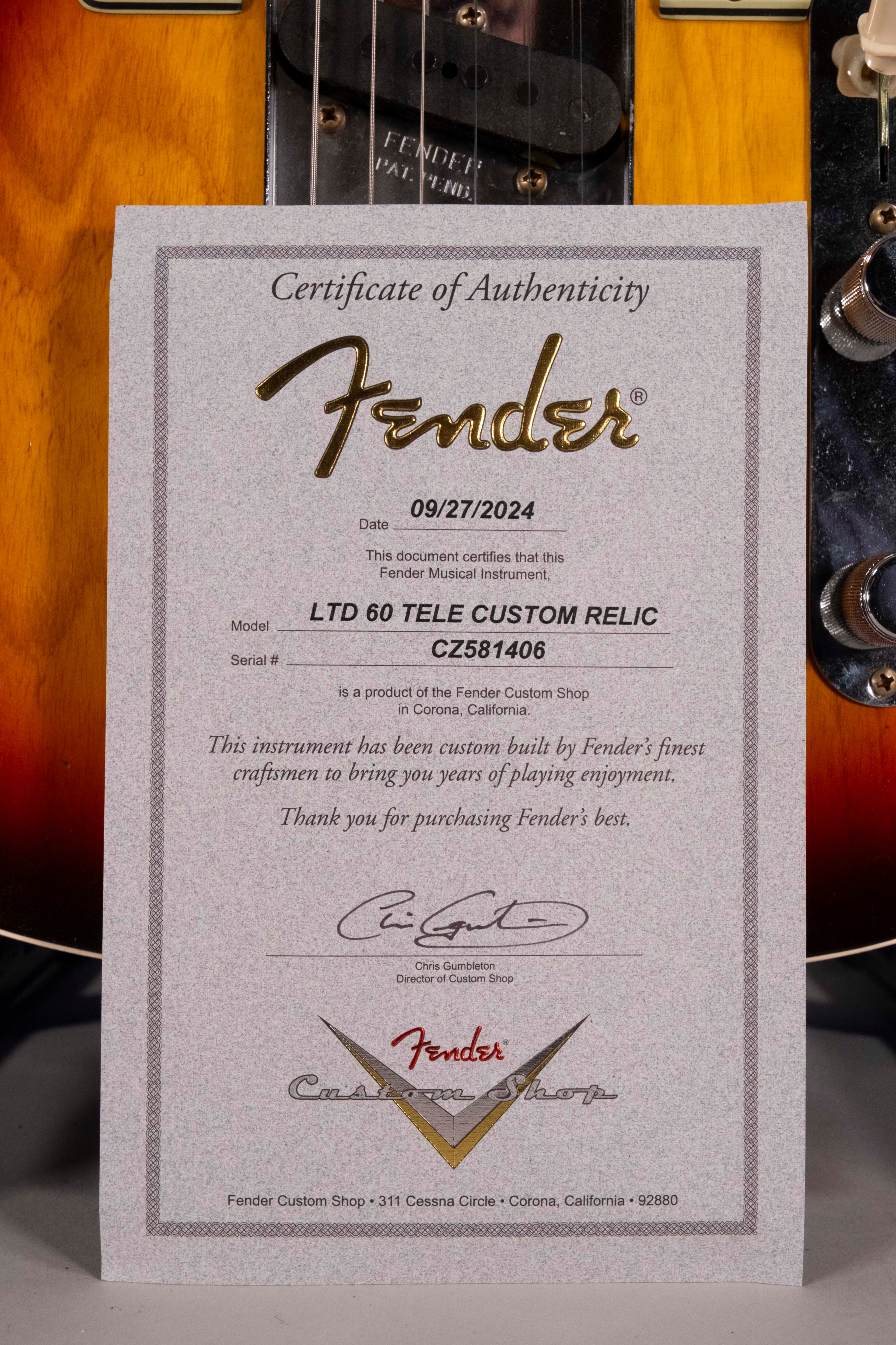 Fender Custom Shop Limited Edition 1960 Telecaster Relic 3-Color Sunburst