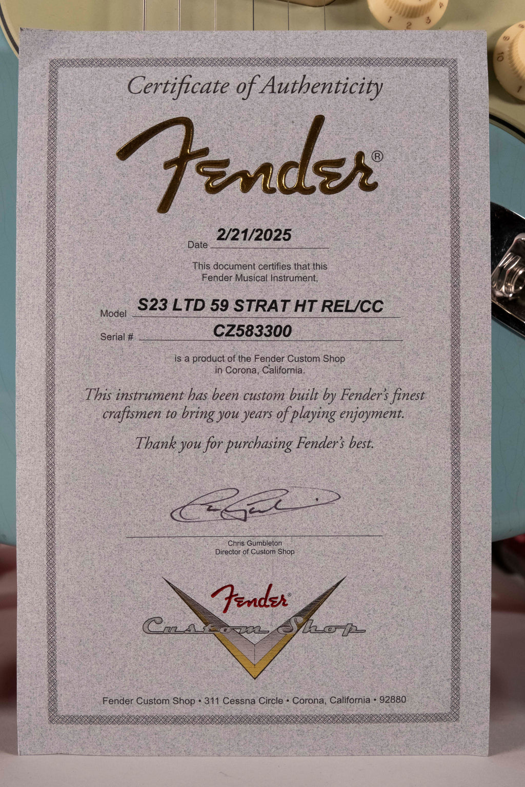 Fender Custom Shop Ltd 59' Stratocaster Hardtail Relic Aged Daphne Blue