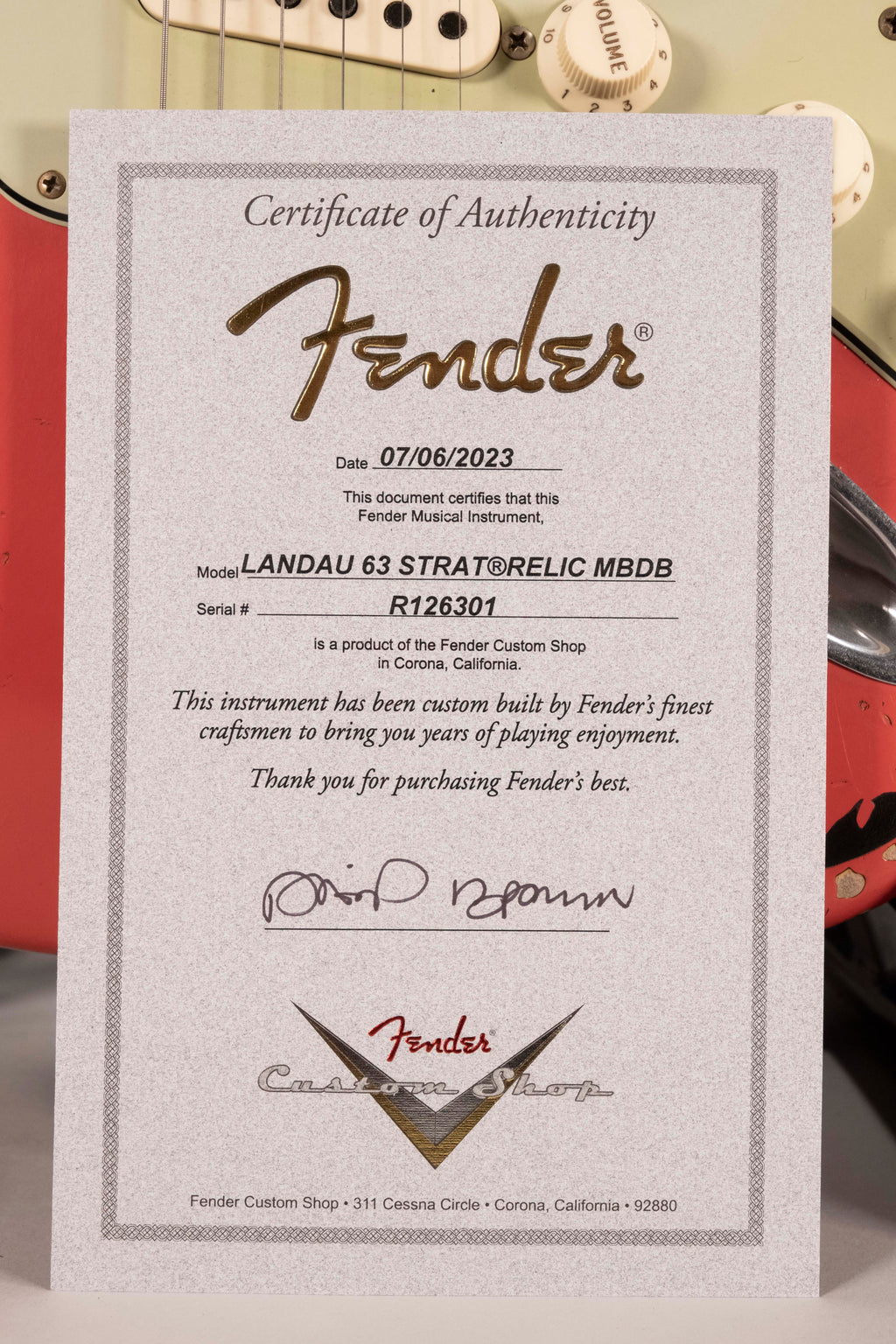 FENDER  LANDAU 63 RELIC MASTERBUILT USATA