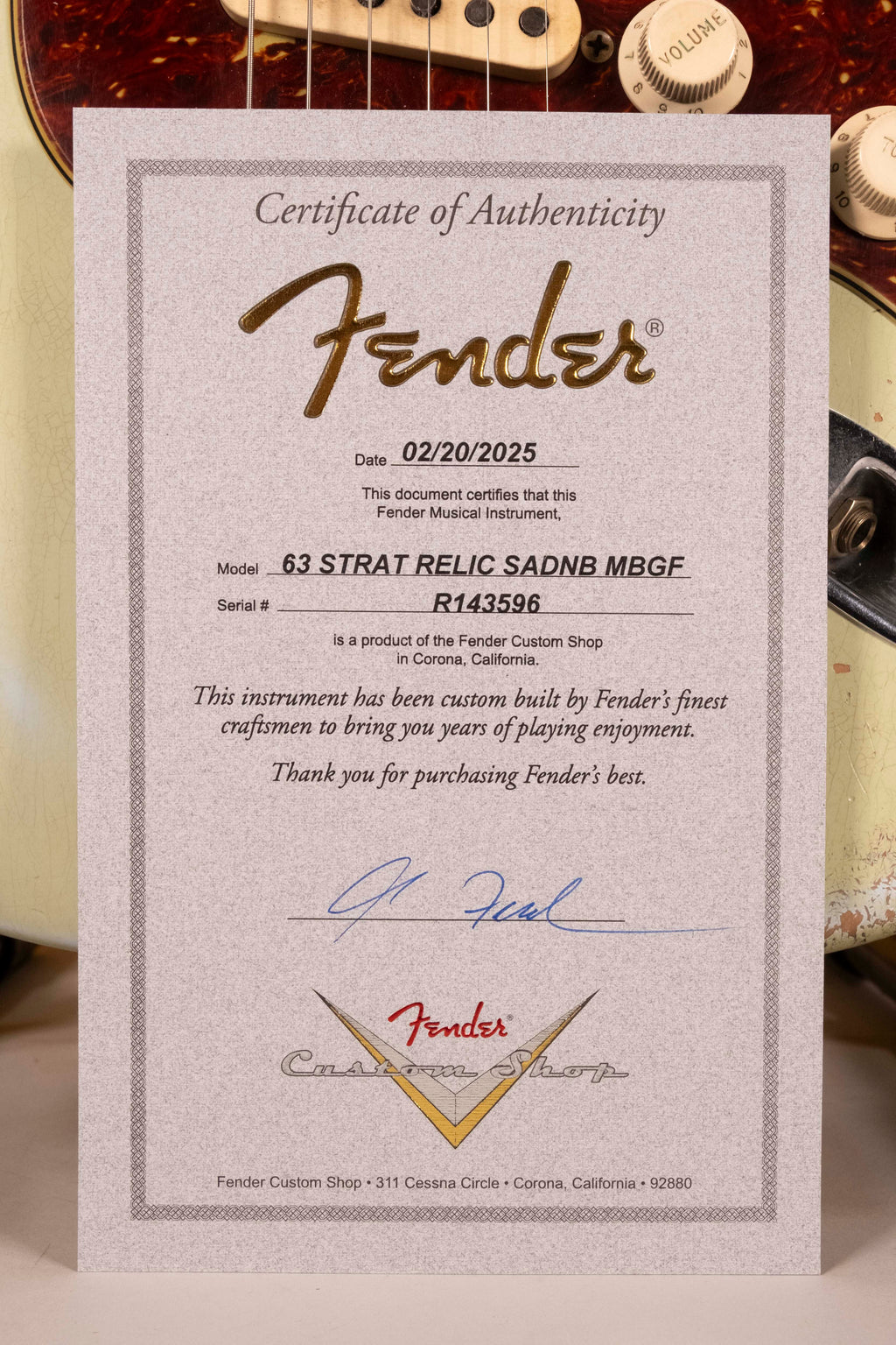 FENDER STRATO C.SHOP 63 FESSLER USATA