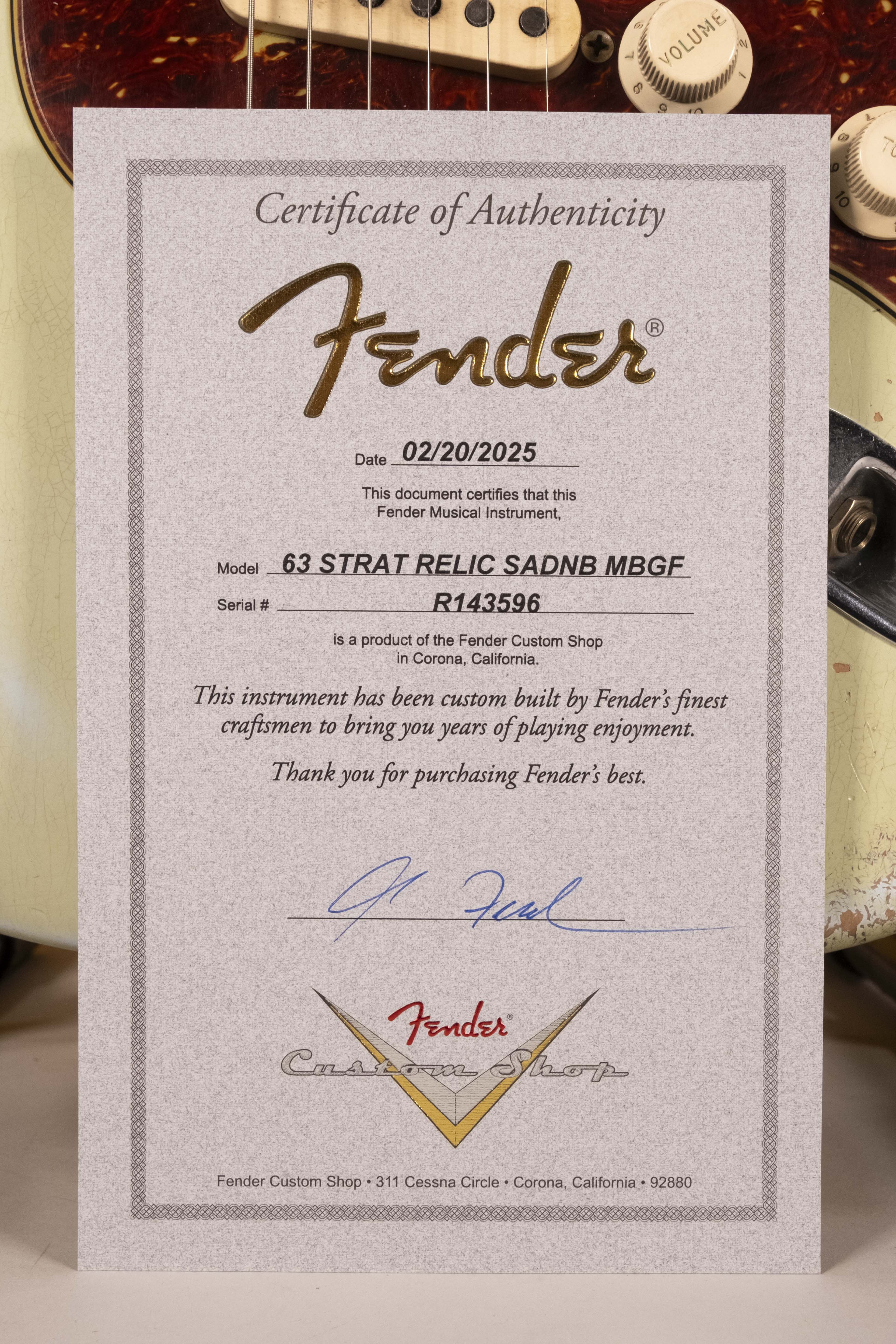 FENDER STRATO C.SHOP 63 FESSLER USATA