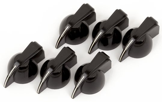 Fender Pure Vintage Black Chicken Head Amplifier Knobs Set di 6 Pz