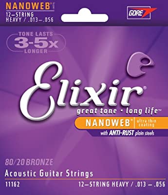 Elixir 11162 Nanoweb 80/20 Bronze Muta Per Acustica 12 Corde 13-56