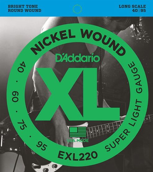 D'Addario Nickel Wound 40-95 Long Scale Muta Per Basso Elettrico