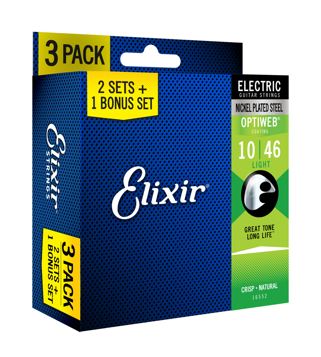 Elixir 3x2 pack 16552 electr nickel plated steel optiweb