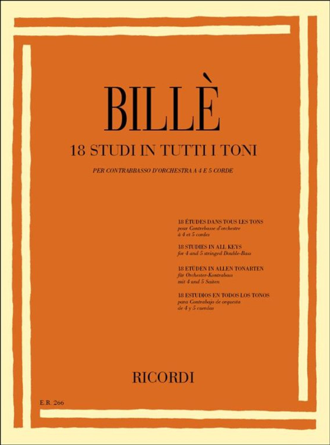 Ricordi Billè Nuovo Metodo per Contrabbasso pt I