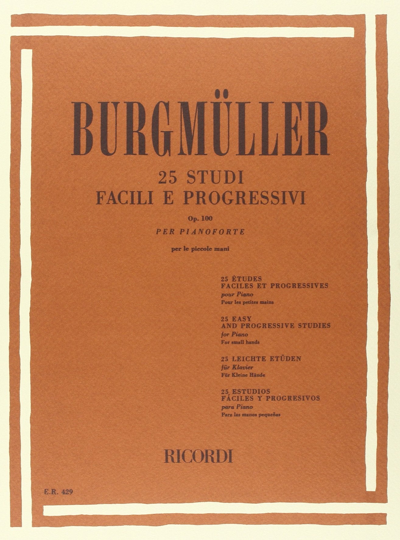 Ricordi Burgmüller 25 Studi Facili e Progressivi op. 100