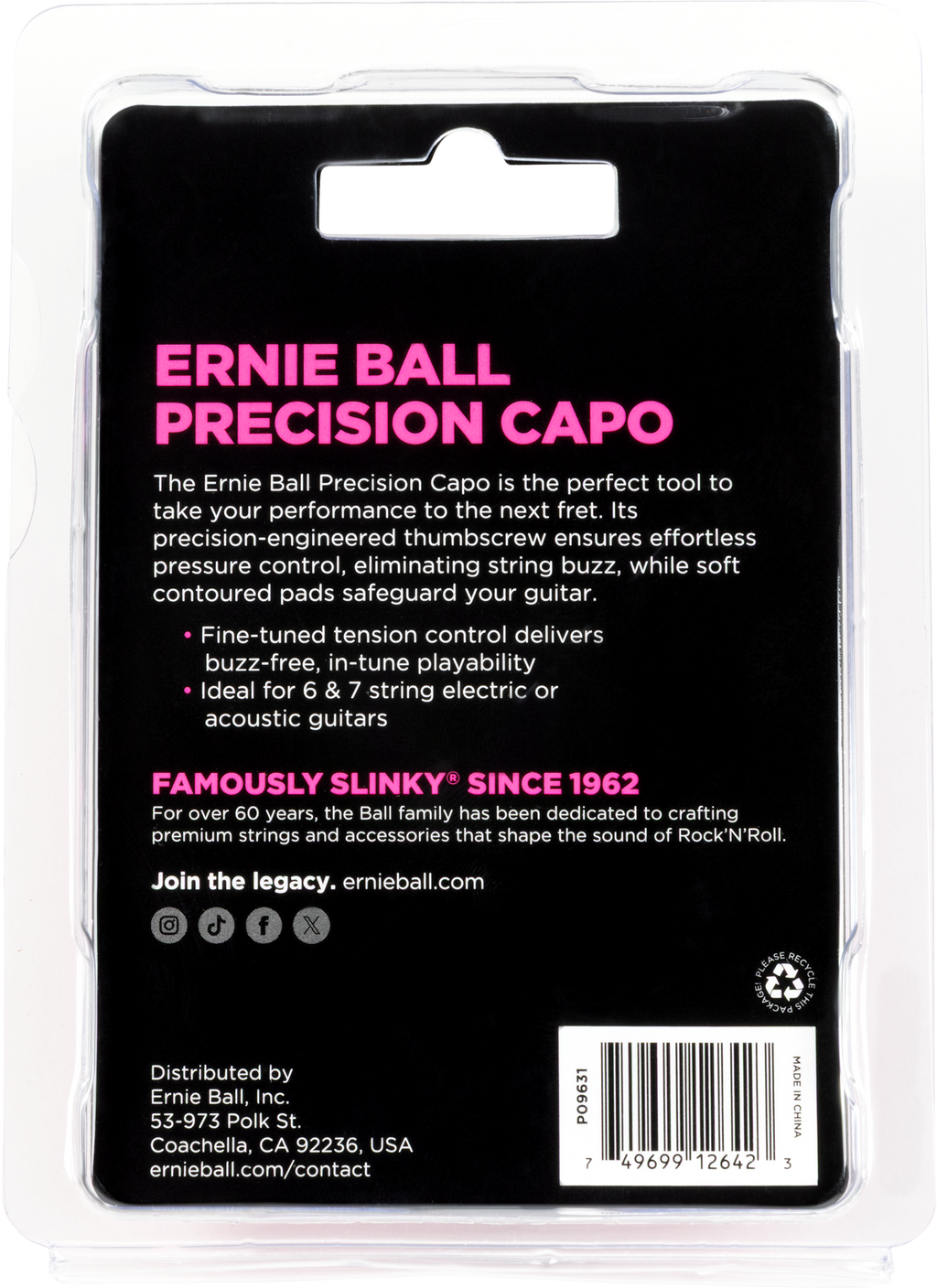 Ernie Ball 9631 Precision Capo Black