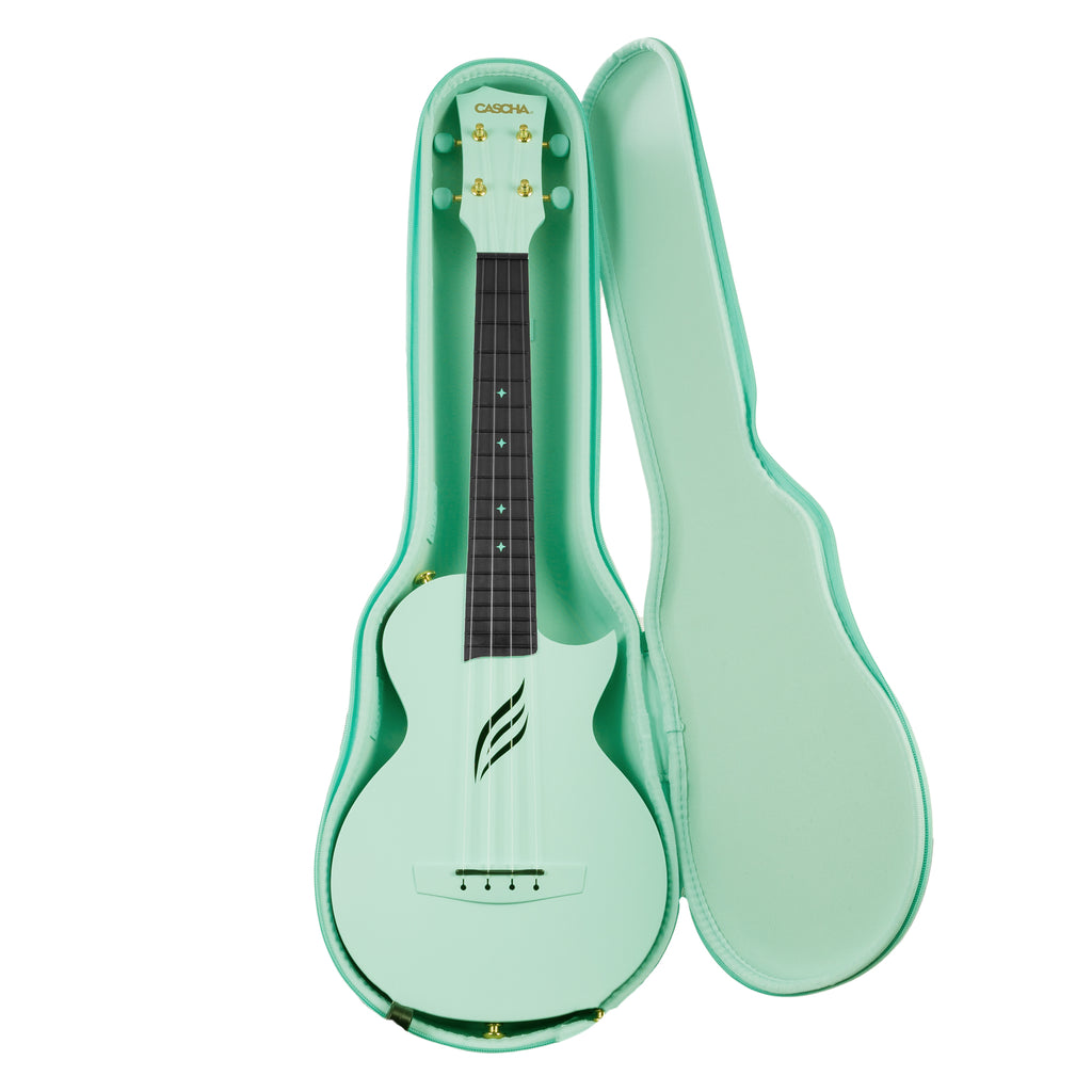 Cascha Carbon Concert Ukulele Pack Mint with Gig Bag and Picks