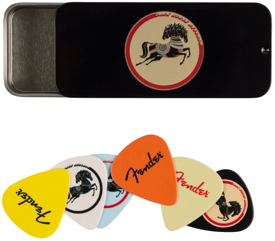 Fender Plettri George Harrison Dark Horse Pick Tin Medium Set 6 Pz
