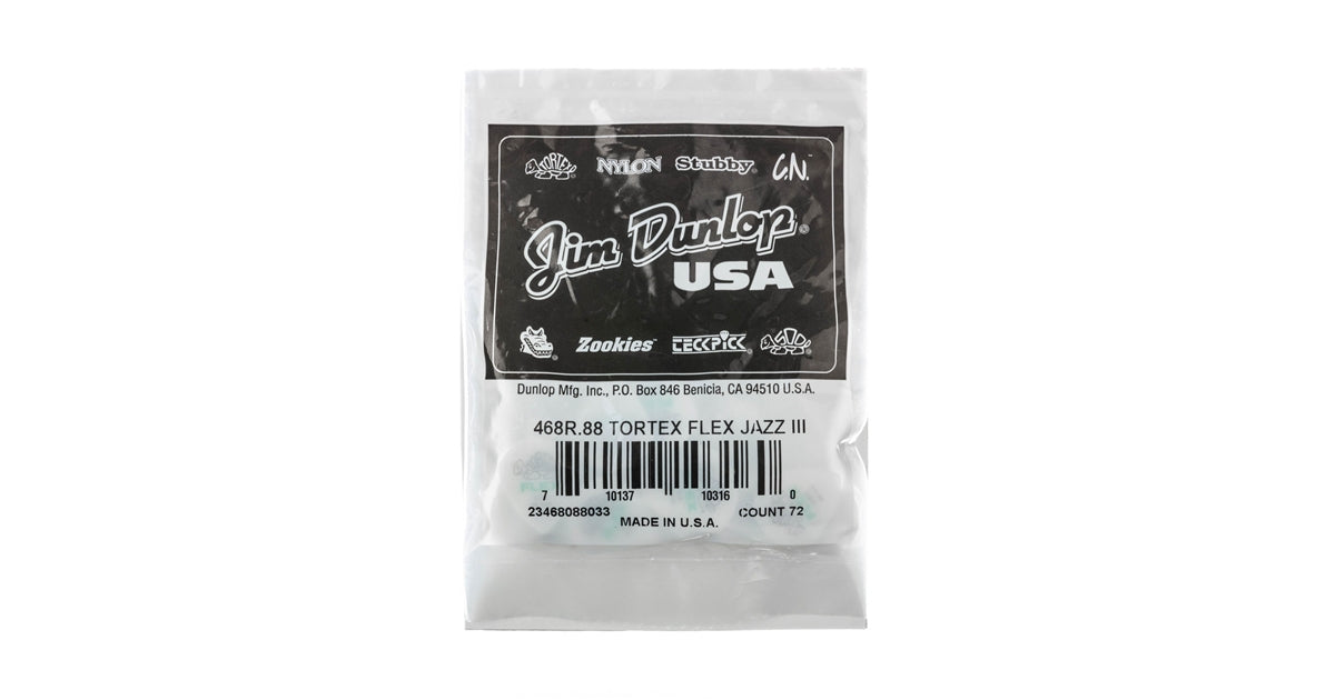 Dunlop 468R.88 Tortex Flex Jazz III .88mm bag/72