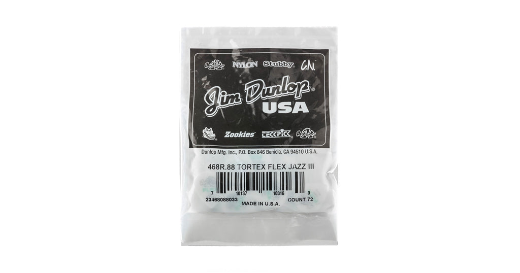 Dunlop 468R.88 Tortex Flex Jazz III .88mm bag/72