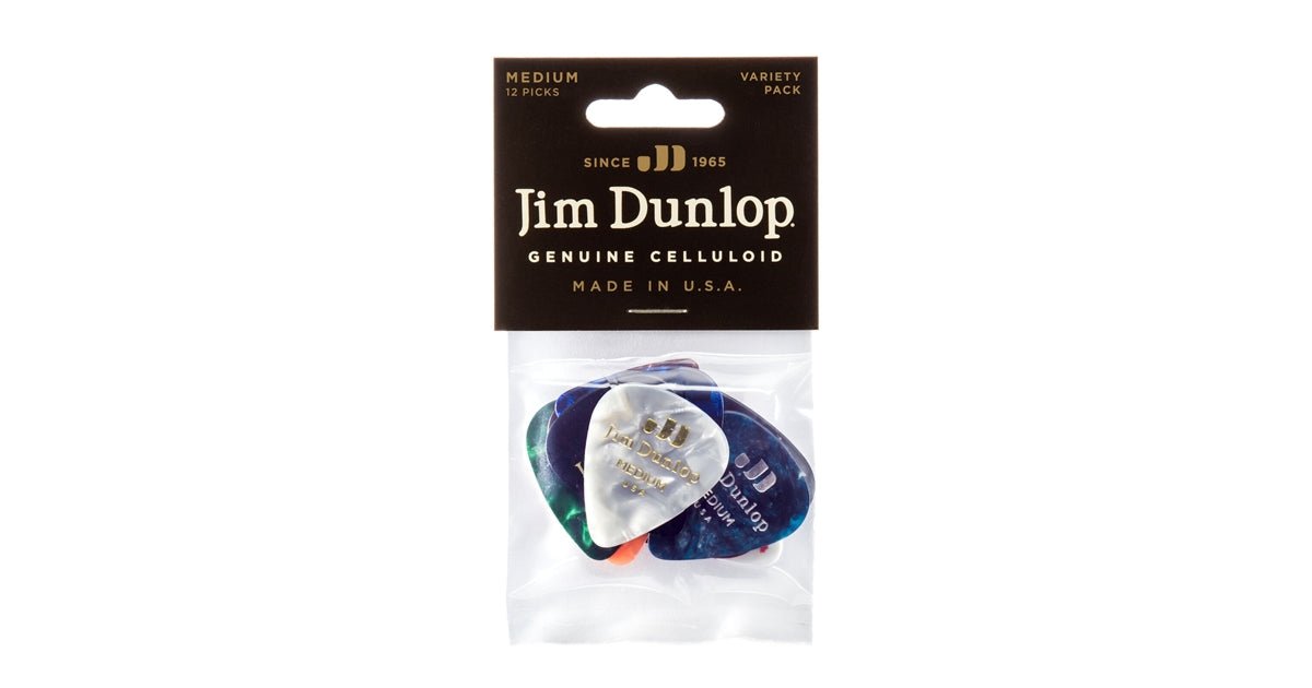 Dunlop PVP106 Medium Genuine Celluloid Variety Pack (busta da 12 plettri)