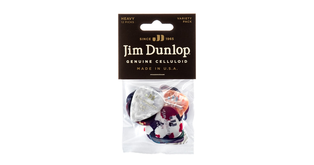 Dunlop PVP107 Heavy Genuine Celluloid Variety Pack (busta da 12 plettri)