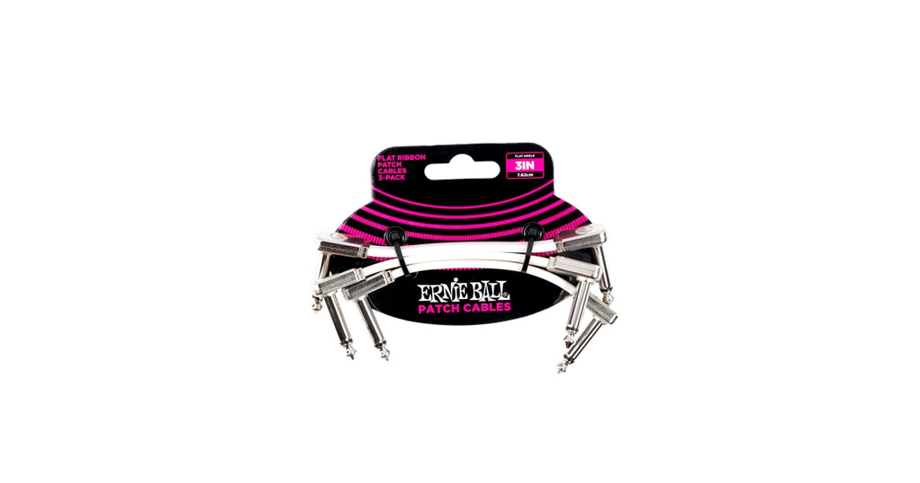 Ernie Ball 6384 Flat Ribbon Patch Cable White 7.62cm 3Pk