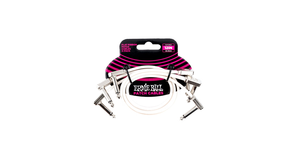 Ernie Ball 6386 Flat Ribbon Patch Cable White 30.48cm 3Pk