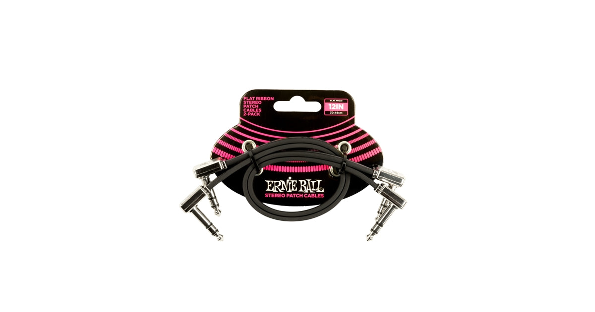Ernie Ball 6405 Flat Ribbon Stereo Patch Cable 30,48cm 2-Pk