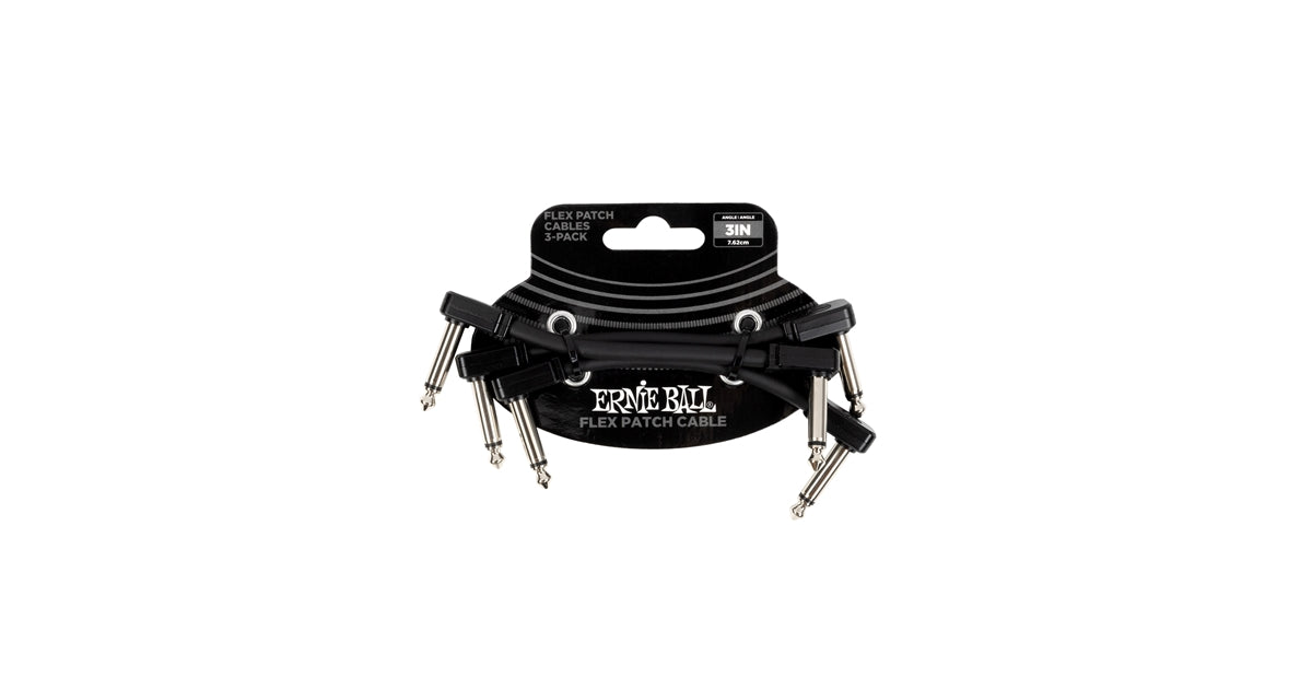 Ernie Ball 6443 Flex Patch Cable Black 8cm 3pk