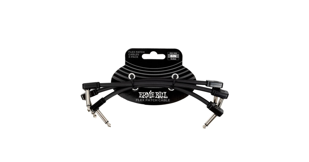 Ernie Ball 6444 Flex Patch Cable Black 15cm 3pk