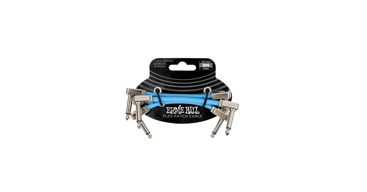 Ernie Ball 6459 Flex Patch Cable Blue 8cm 3pk