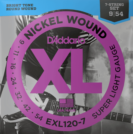 D'Addario Exl120-7 Nickel 09-54 7-String Electric Guitar Strings