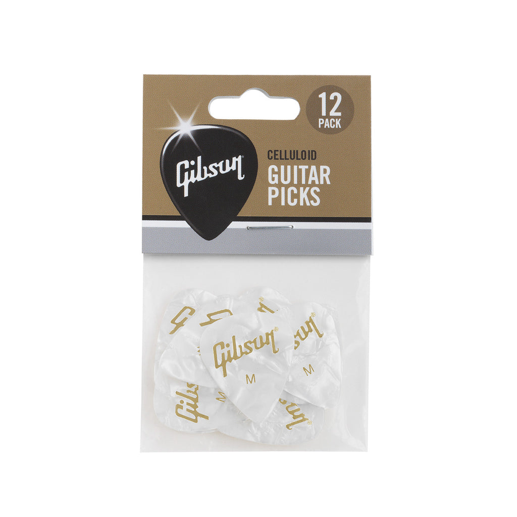 Gibson Accessories APRW12-74M Pearloid White Medium Pack/12
