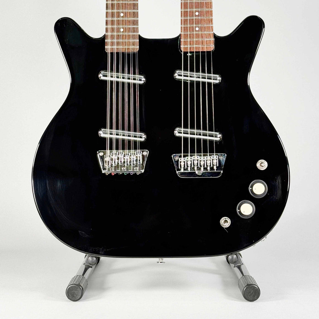 Danelectro Chitarra Elettrica Double Neck 6 e 12 Corde Nera Lucida