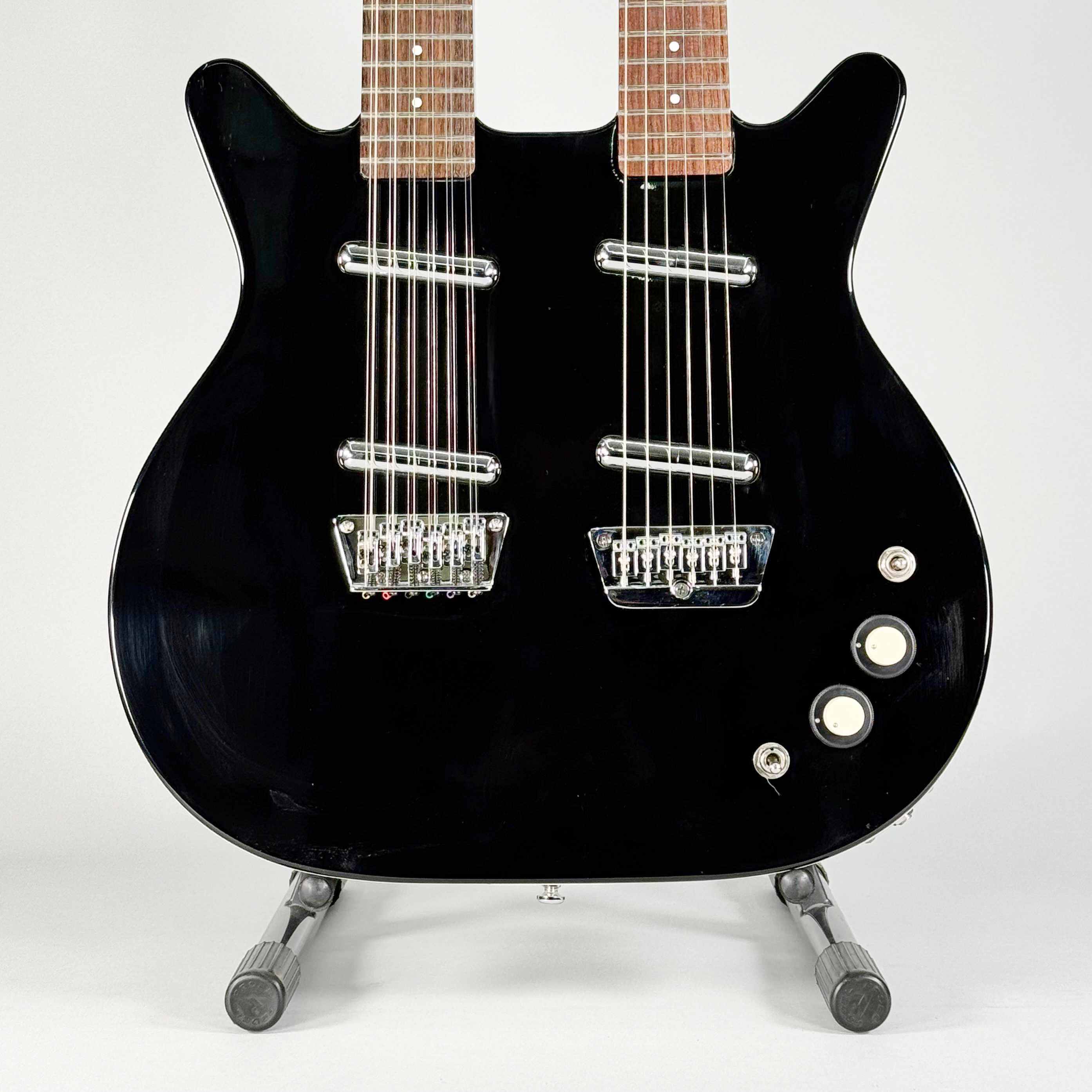 Danelectro Chitarra Elettrica Double Neck 6 e 12 Corde Nera Lucida