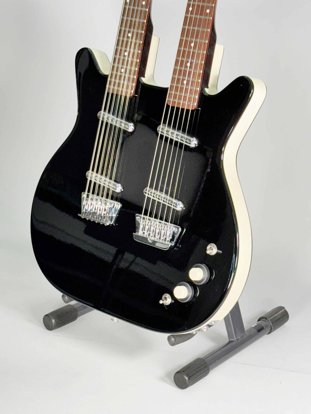 Danelectro Chitarra Elettrica Double Neck 6 e 12 Corde Nera Lucida