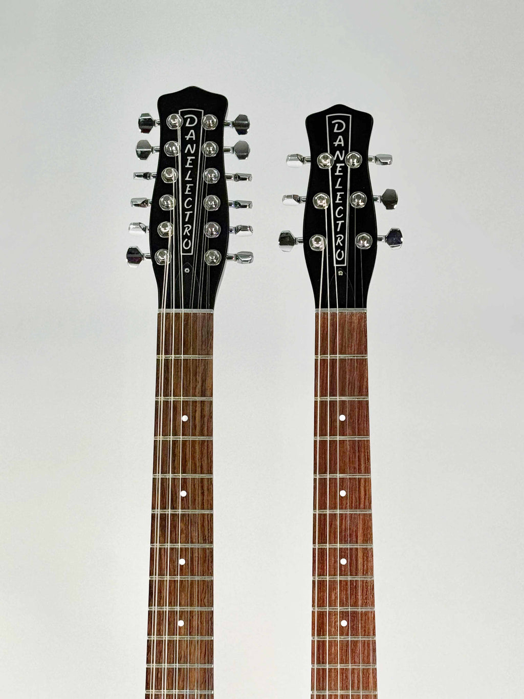 Danelectro Chitarra Elettrica Double Neck 6 e 12 Corde Nera Lucida
