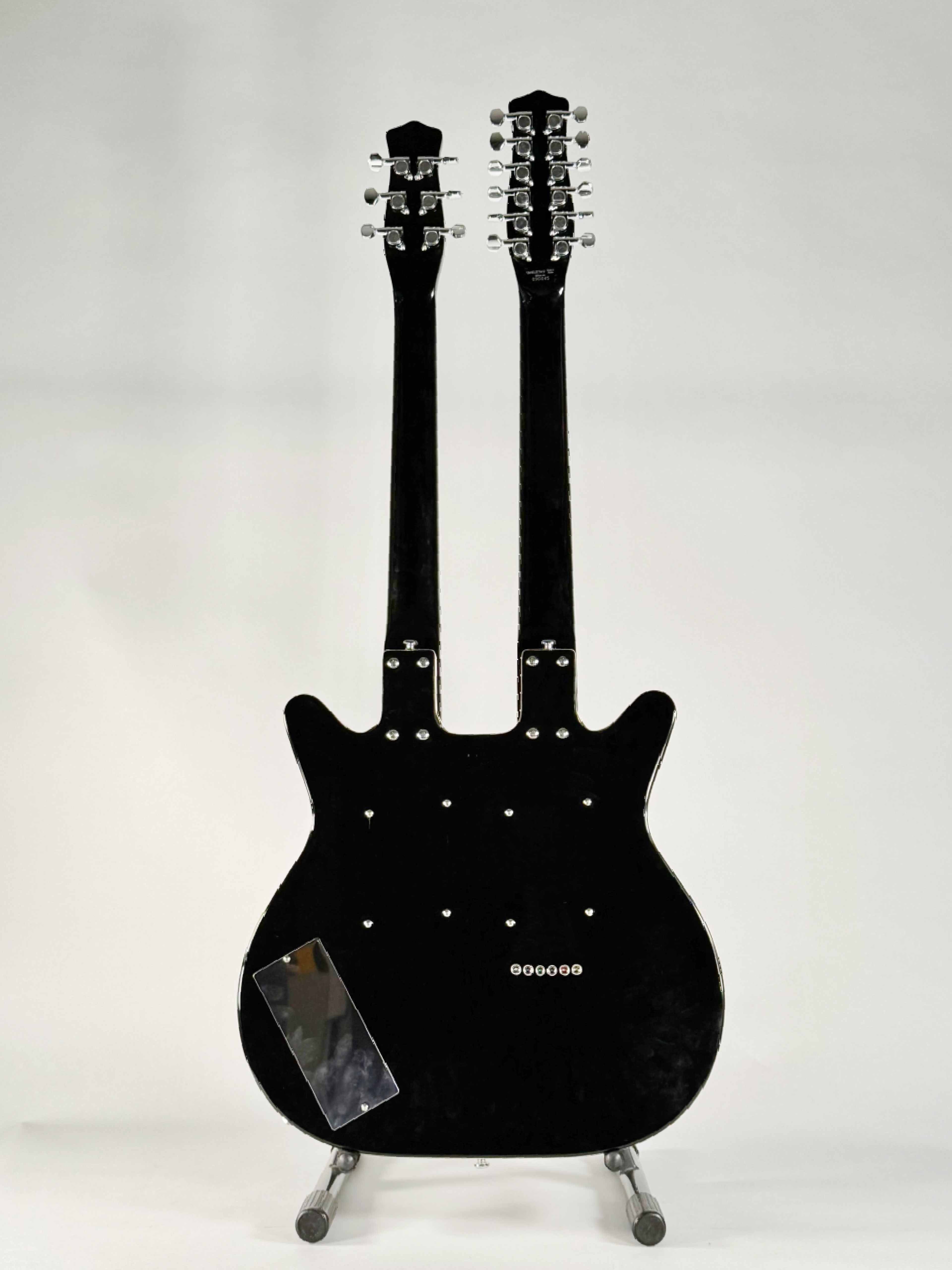 Danelectro Chitarra Elettrica Double Neck 6 e 12 Corde Nera Lucida