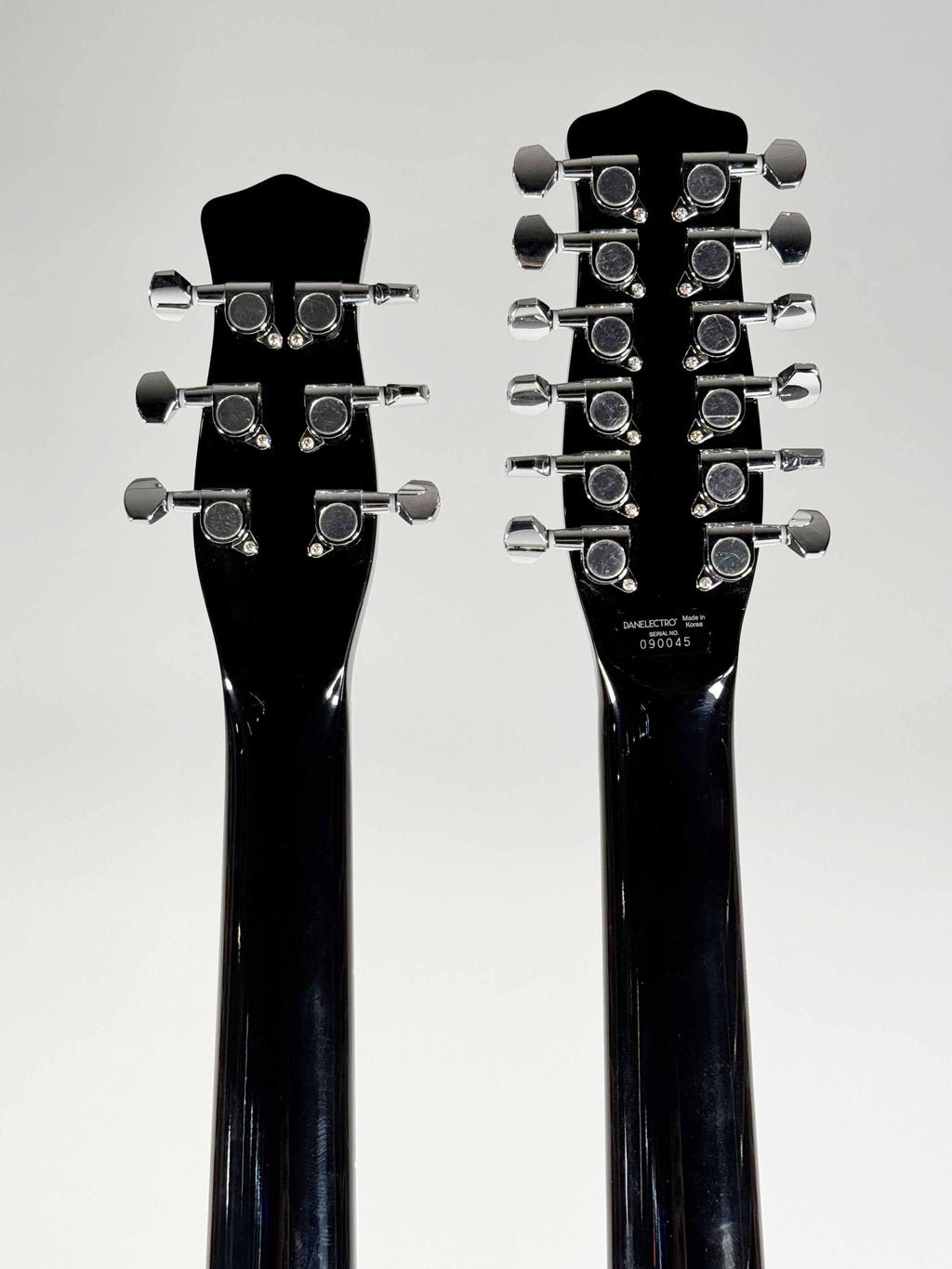 Danelectro Chitarra Elettrica Double Neck 6 e 12 Corde Nera Lucida