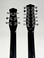 Danelectro Chitarra Elettrica Double Neck 6 e 12 Corde Nera Lucida