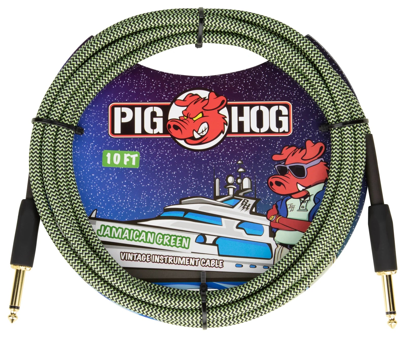 Pig Hog Jamaica Green Instrument Cable 3 Mt.