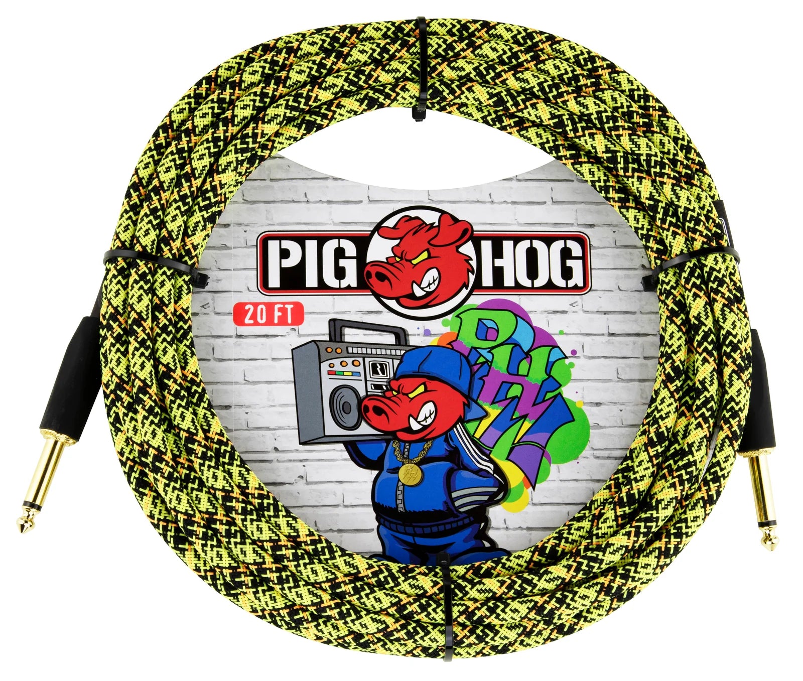 Pig Hog Yellow Graffiti Instrument Cable 6 Mt.