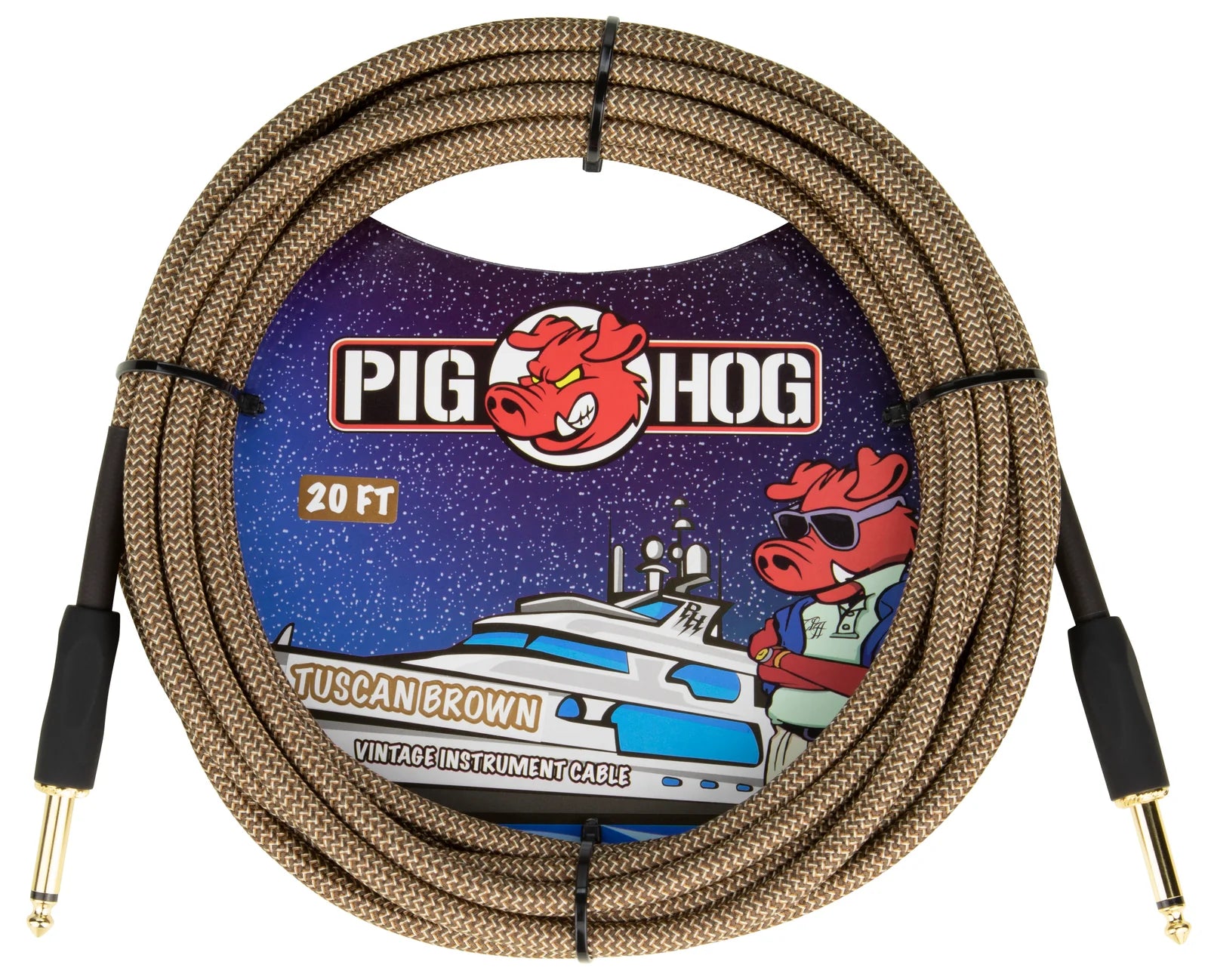 Pig Hog Tuscan Brown Instrument Cable 3 Mt. Dritto Pipa