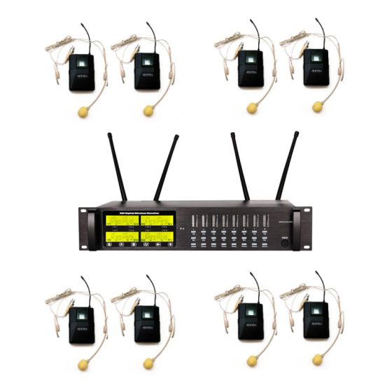 Pro Show Renton UHF608BP Wireless Microphone System with 8 Headset Microphones