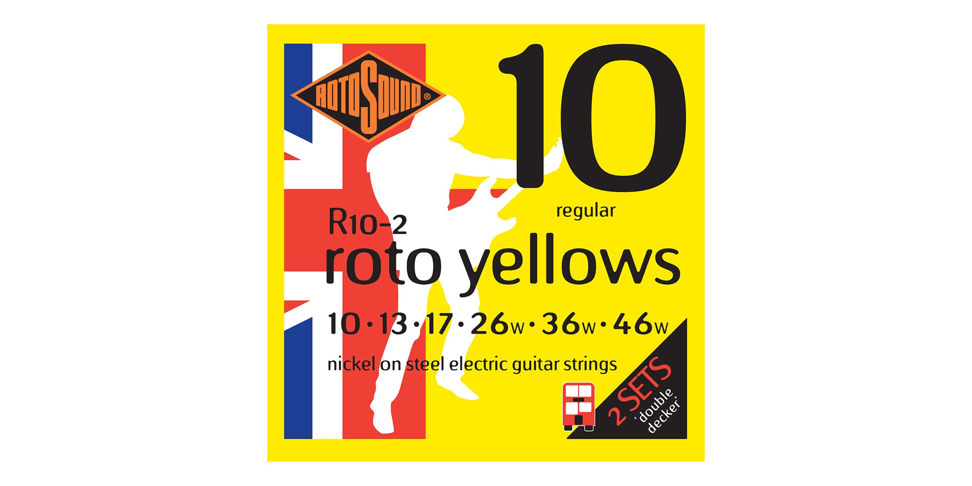 Rotosound R10-2 Muta Per Chitarra Elettrica 010-046 Yellows Double Decker