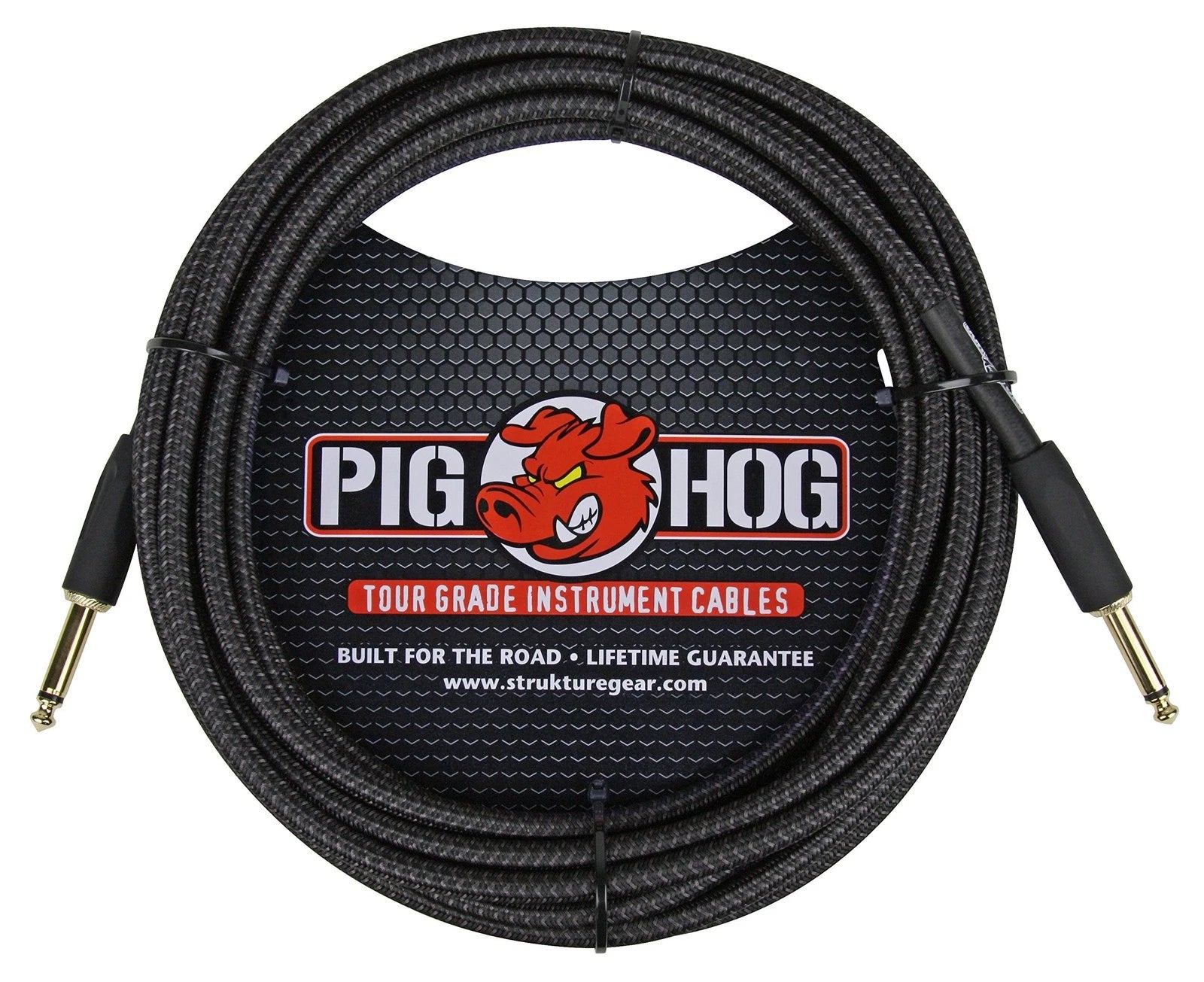 Pig Hog Black Woven Instrument Cable 6 Mt.