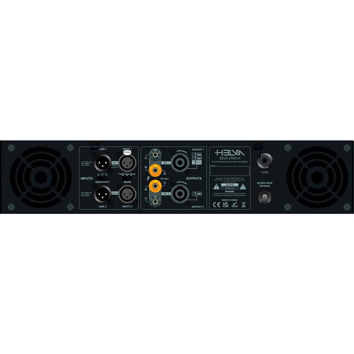 Helvia Zeus 2700-H 2x1000W Amplificatore Di Potenza 8Ohm