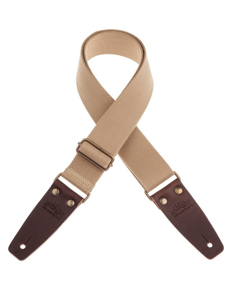 Magrabo Tracolla Stripe SC Entry Nero 5 cm terminali Marrone Scuro fibbia Ottone
