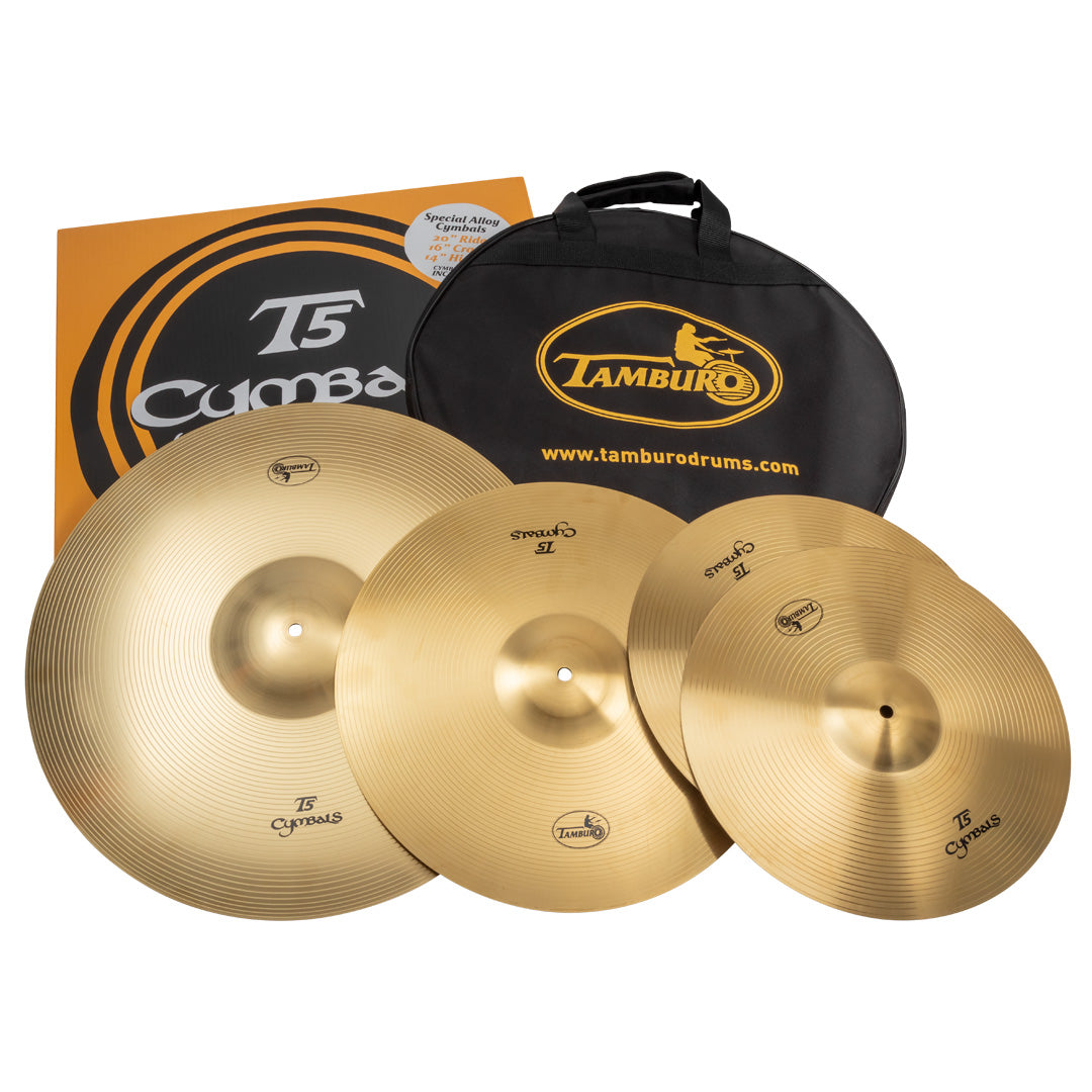 Tamburo Kit Piatti Serie T5 CRASH 16' HI-HAT 14' RIDE 20' con Borsa