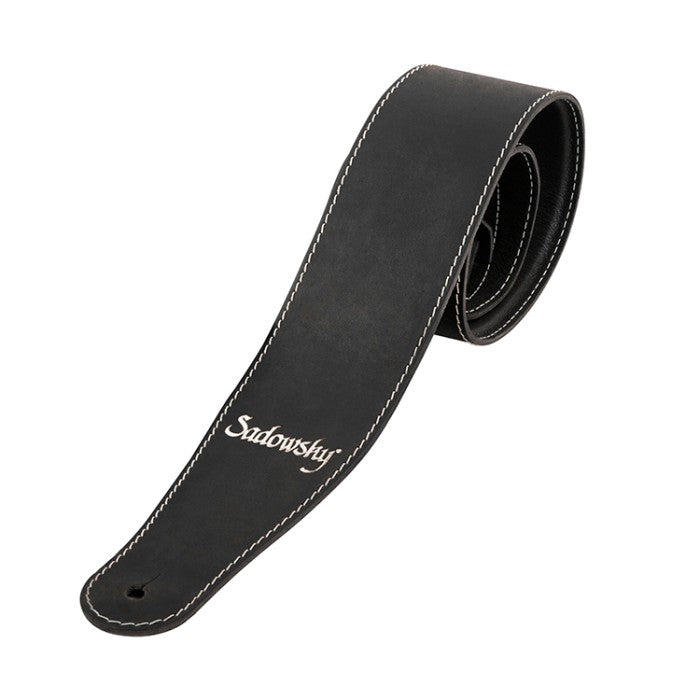 Sadowsky Tracolla 90mm in Pelle Nera Logo Silver