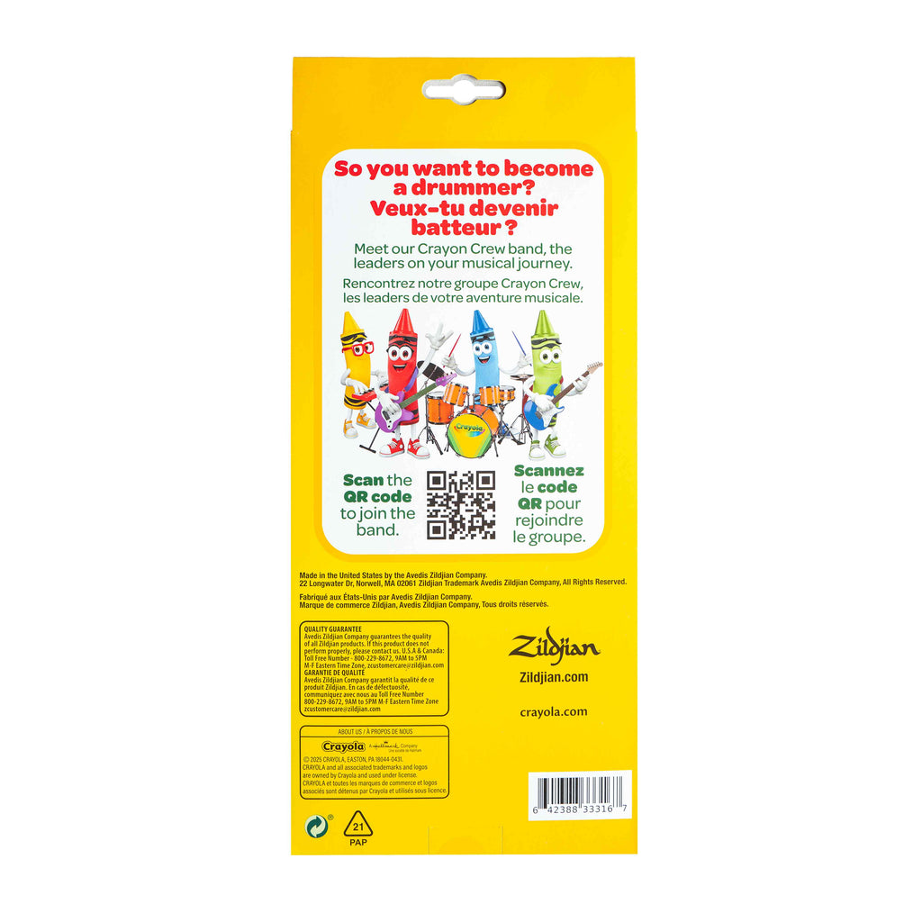 ZILDJIAN PZA ZKIDS 6 DRUMSTICKS + PAD, CRAYOLA