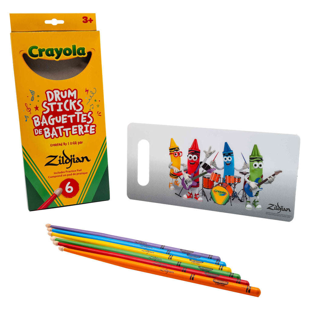 ZILDJIAN PZA ZKIDS 6 DRUMSTICKS + PAD, CRAYOLA