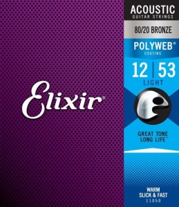Elixir 11150 Polyweb 80/20 Bronze Per Chitarra Acustica 12 Corde 10-47